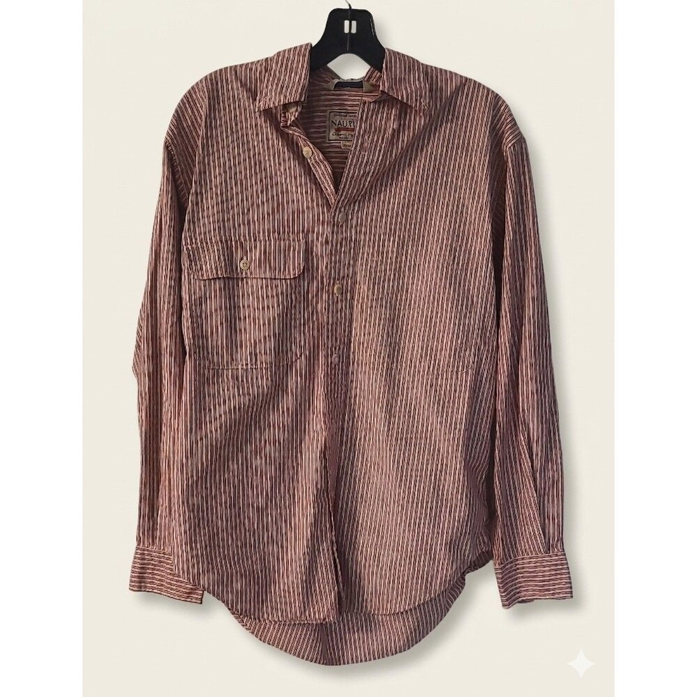 Vintage Nautica Classic Fit Striped Button Down Shirt Mens Small Long Sleeve